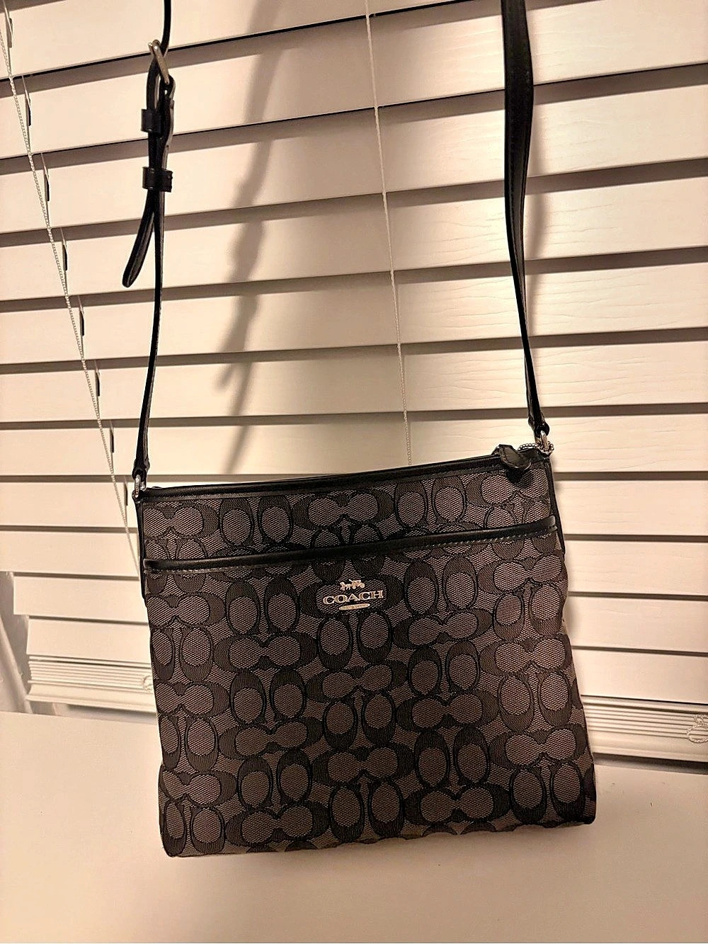 Coach File Crossbody In Signature Jacquard Brown & Black
